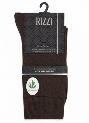 Rizzi Dark Brown Pure Cotton Aloe Vera Infused Non-Biding Seamless Socks