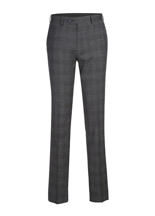 English Laundry Mens Navy & Brown Windowpane Slim Fit Peak Lapel 2 Button Stretch Suit
