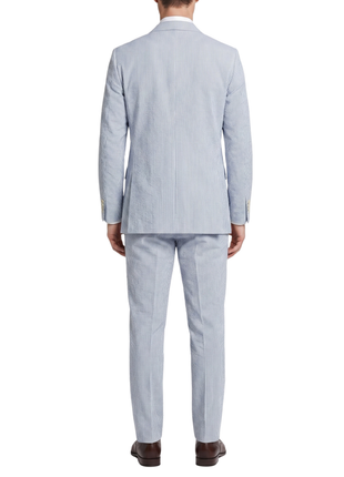 Blujacket Mens Azure Blue Subalpino Cotton Regular Fit Seersucker Suit - The Suit Depot