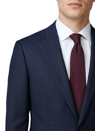 Sartoria Mazara Textured Navy Classic Fit Notch Lapel Wool 2-Button Suit