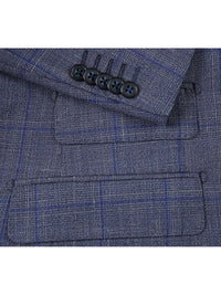 Thumbnail for Gray with Blue Windowpane Wool Suit