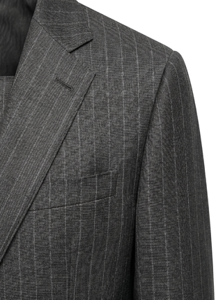 Atica Charcoal Gray Pinstriped Slim Fit Half-Canvassed Reda Wool 2-Button Suit