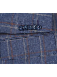 Thumbnail for English Laundry Slim Fir Light Steel Blue with Orange Check Wool Suit