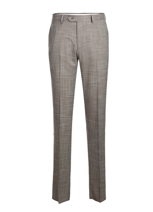English Laundry Light Brown Check Slim Fit Notch Lapel 2 Button Stretch Suit With Patch Pockets