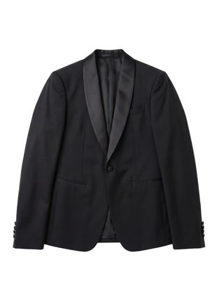 Armani Collezioni Solid Black Modern Fit Shawl Lapel 2-Button 3 piece Wool Tuxedo 34R