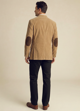Polo Ralph Lauren Mens Tan Corduroy Classic Fit Cotton Blazer Sportcoat With Elbow Patches