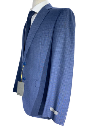Canali Blue Check Notch Lapel 100% Wool 2 Button Suit 40R