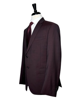 Emporio Armani Burgundy Textured Modern Fit Notch Lapel Two Button Wool Blazer Sportcoat 42R