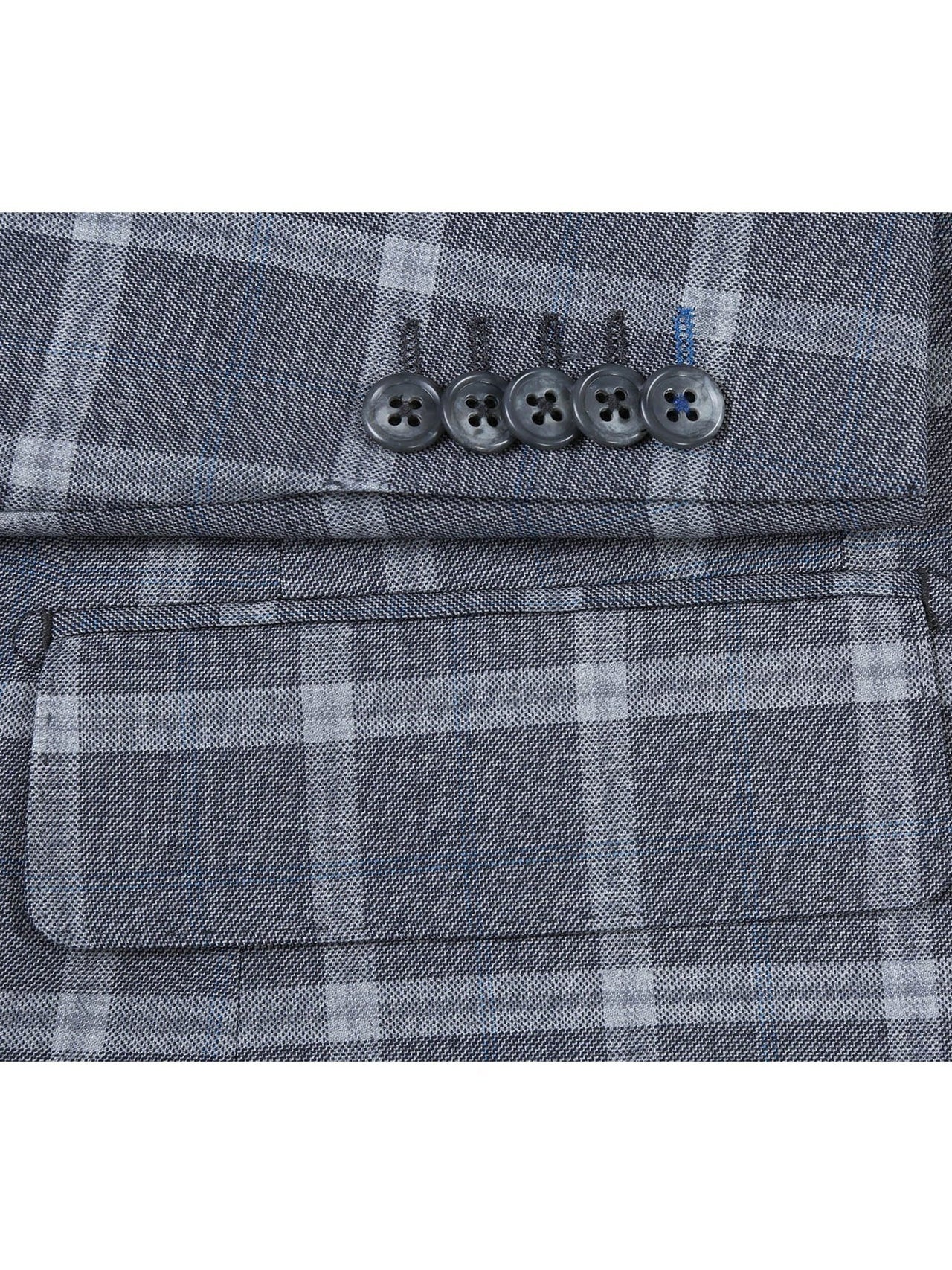 Gray Plaid Notch Wool Suit