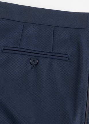 Armani Collezioni Tone-on-Tone Check Navy Classic Fit Wool Dress Tuxedo Pants