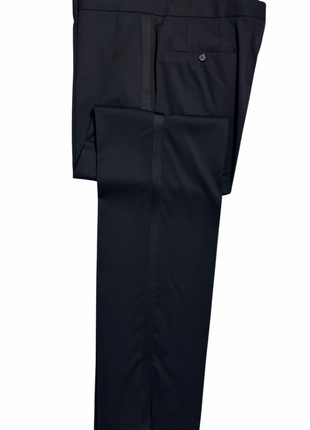 Hugo Boss Solid Black With Satin Peak Lapel Classic Fit Super 100’s Wool 1-Button Tuxedo 44L - The Suit Depot