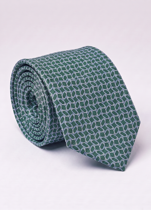 Letteriello Forest Green & White Interlocking Chain Italian Silk Neck Tie
