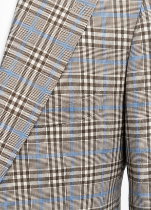 Canuti Mocha & Blue Plaid Modern fit Peak Lapel Stretch 2-Button Sport Coat
