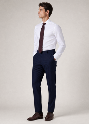 Christopher Morris Mens Solid White Slim Fit Spread Collar Non Iron Cotton Dress Shirt