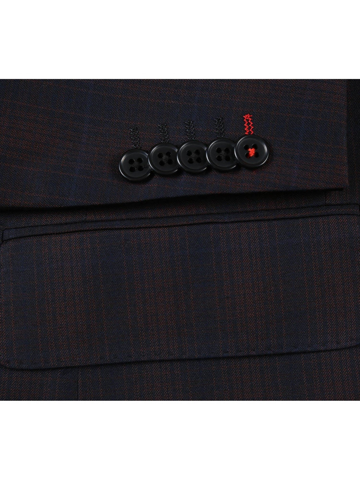 English Laundry Slim Fit Two button Coffee with Red Check Peak Lapel Suit