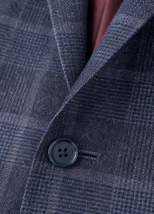 Canali Steel Blue & Orange Windowpane Flannel Silk Cashmere Modern Fit 2-Button Sport Coat 38R