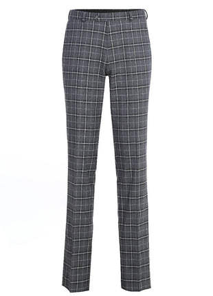Men's Classic Fit Single Breasted Grey & White Check Suits