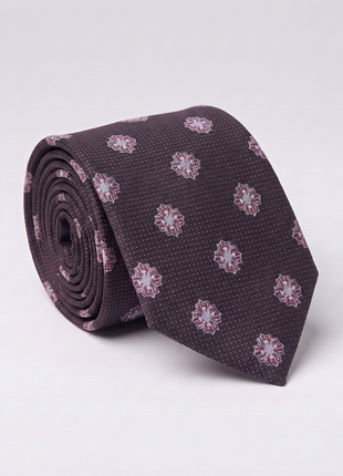 Letteriello Plum Floral Medallion Italian Silk Neck Tie