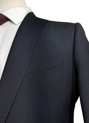 Armani Collezioni M-Line Solid Black Wool Blend Notch Lapel Modern Fit 3 Piece Suit 36R