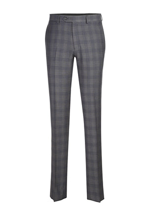 English Laundry Mens Gray & Blue Windowpane Slim Fit Notch Lapel 2 Button Stretch Suit