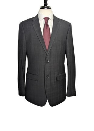 Caravelli Mens Black Plaid Slim Fit 2 Piece Suit