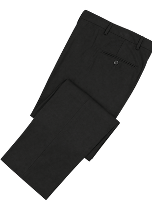 Hugo Boss Mens Solid Black Notch Lapels Classic Fit Stretch 2-Button Wool Suit - 44L