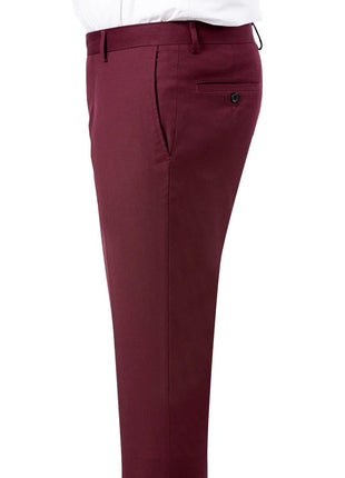 Kent & Park Mens Solid Burgundy Regular Fit Prehemmed Flat Front Dress Pants
