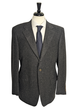 Sartoria Partenopea Men’s Black Textured 100% Lambswool 3-Roll-2.5 Sportcoat 44R