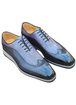 Carrucci Mens Black Grey Two Tone Lace-up Oxford Leather Dress Shoes