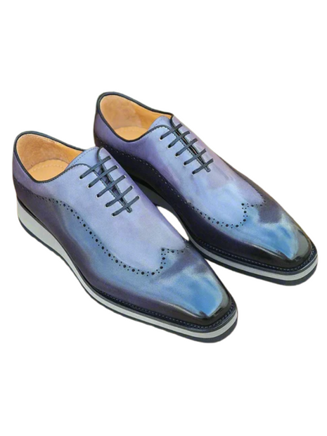 Carrucci Mens Black Grey Two Tone Lace-up Oxford Leather Dress Shoes  The  Suit Depot