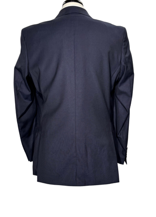 Versace Collection Mens Solid Navy Notch Lapel Classic Fit 2-Button Wool Silk Suit - 40L