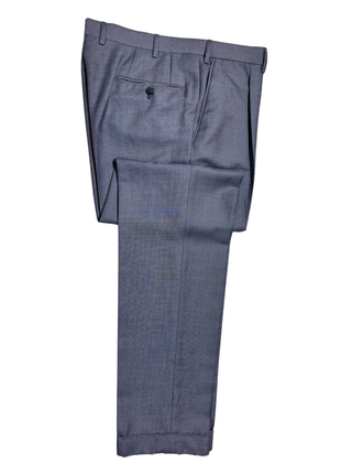 Brioni Mens Heather Blue Micro Check Fully-Canvassed Notch Lapel Classic Fit 2-Button Wool Blend Suit- 40L
