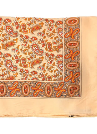 Cesare Attolini Green Paisley Pocket Square Handmade In Italy