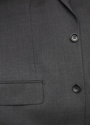 Label M Men's Classic Fit Two Button 100% Wool Wrinkle Resistant Suit - Charcoal Gray