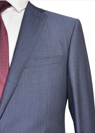 Bartorelli Napoli Mens Blue Subtle Stripe Notch Lapel Classic Fit 2-Button Wool Suit  - 38R