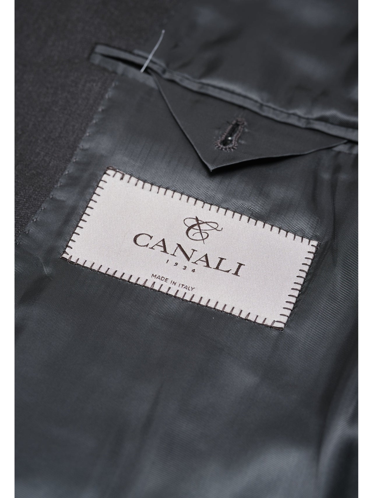 Canali 1934 Traje de 2 piezas 100% lana gris carbón sólido 44L Drop 7 para hombre