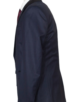 Versace Collection Mens Solid Navy Peak Lapel Classic Fit 1-Button Wool Tuxedo - 38R