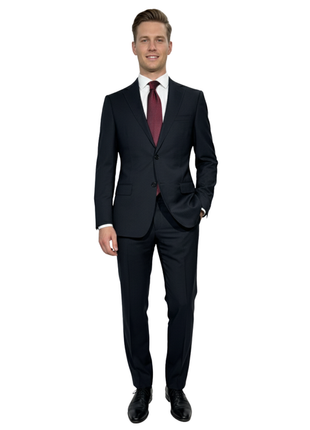 Z Zegna Mens Black Pinstripe Notch Lapels Classic Fit 2-Button Wool Suit - 40R