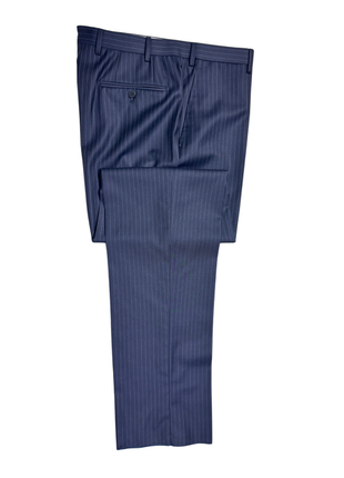 Isaia Mens Navy Pinstripe Fully-Canvassed Notch Lapel Slim Fit 2-Button Wool Suit - 44L