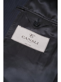 Thumbnail for Canali 1934 Mens Blue Pinstriped 44R Drop 7 100% Wool 2 Piece Suit