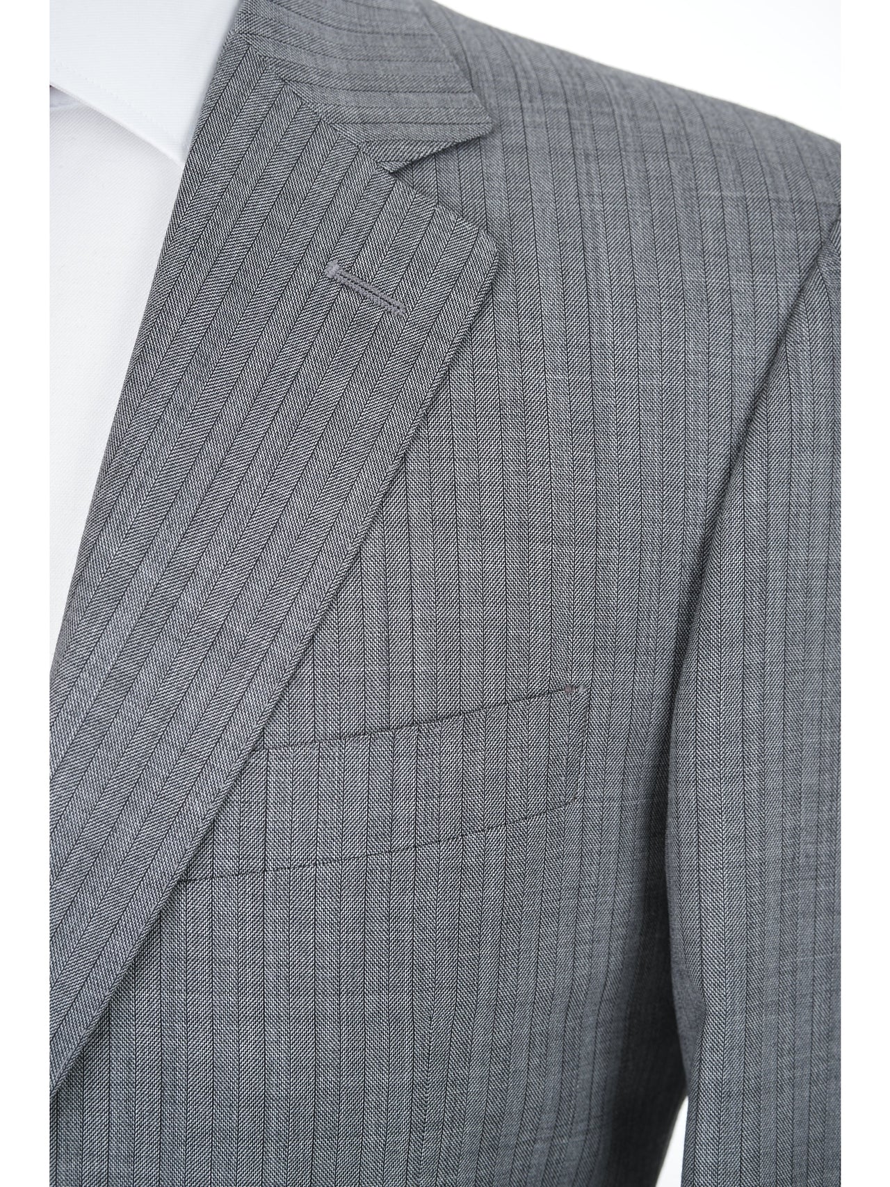 Canali 1934 Traje gris a rayas 44R Drop 7 100% lana con 2 botones y 2 piezas para hombre