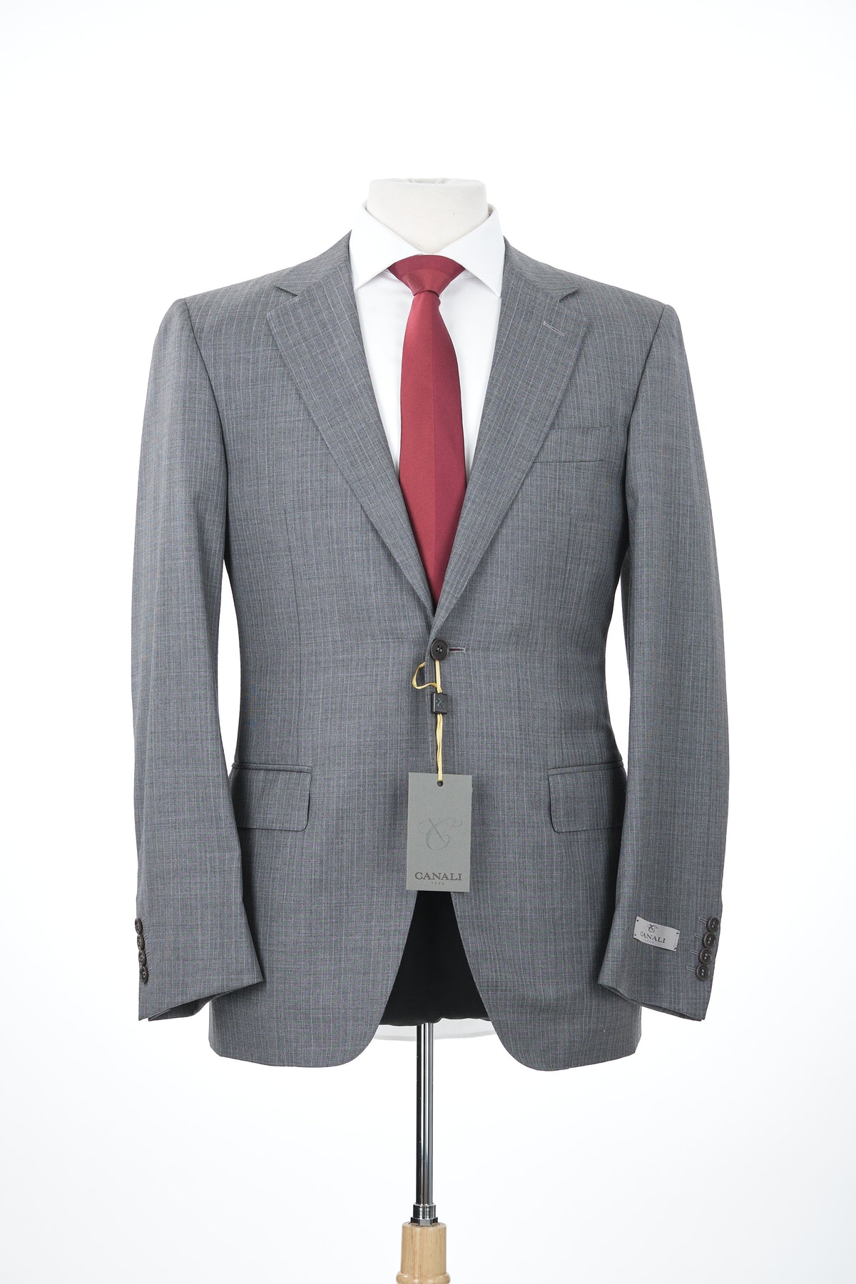 Canali 1934 Mens Gray Pinstriped 44R Drop 7 100% Wool 2 Piece Suit