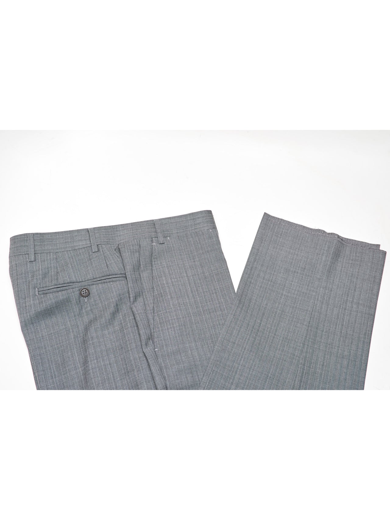 Canali 1934 Traje de 2 piezas gris a rayas 44R Drop 7 100% lana para hombre