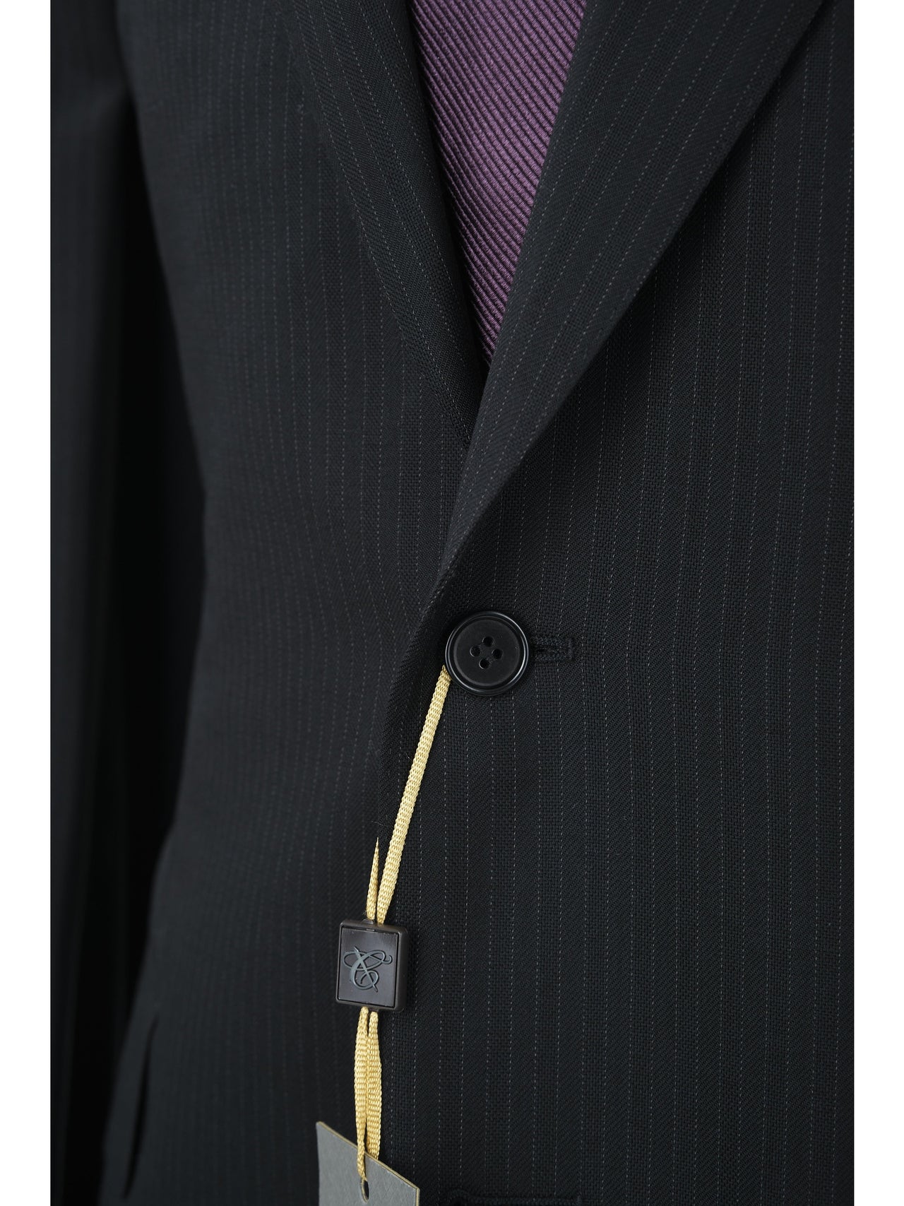 Canali 1934 Mens Black Pinstriped 44R Drop 6 100% Wool 2 Piece Suit