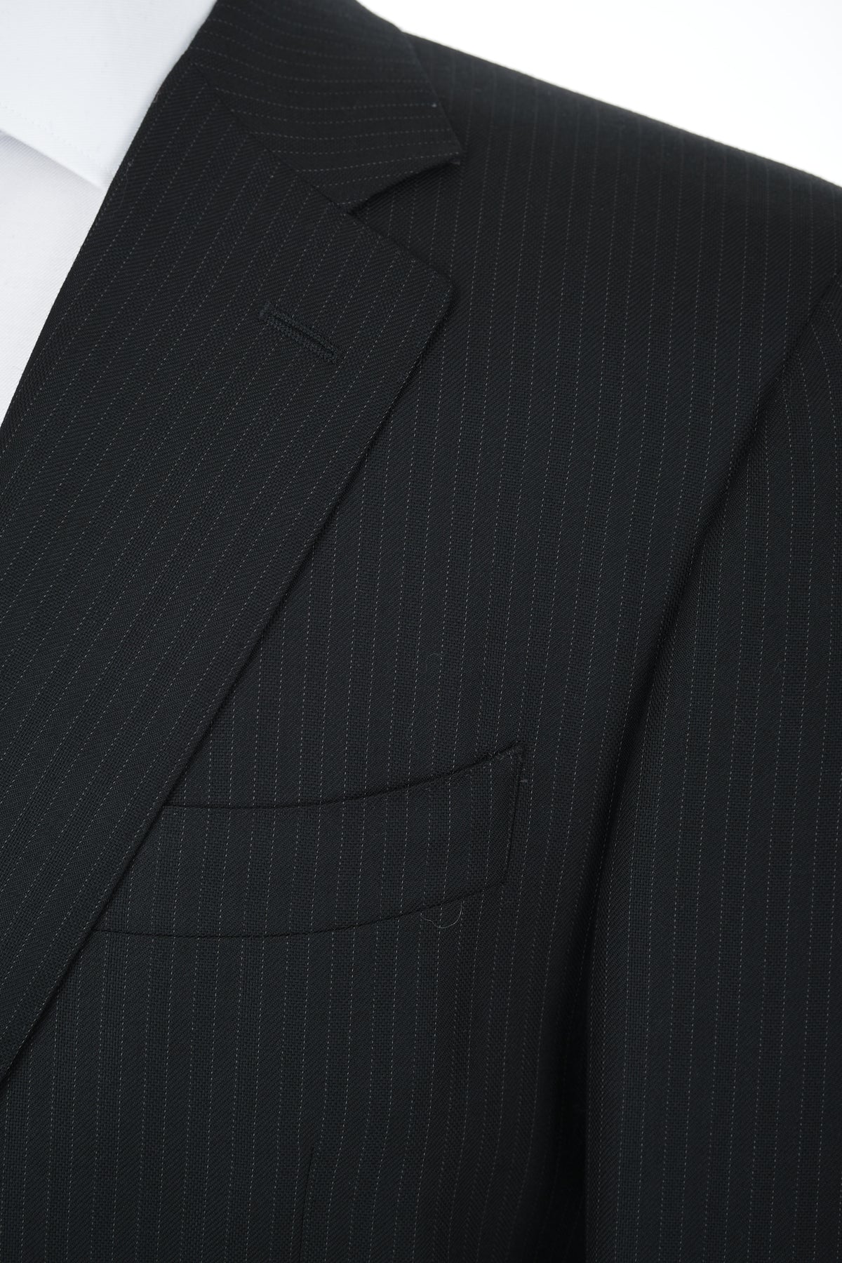 Canali 1934 Mens Black Pinstriped 44R Drop 6 100% Wool 2 Piece Suit