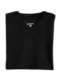 Thumbnail for Briani Uomo Mens Black Short Sleeve V Neck 100% Cotton Casual Shirt