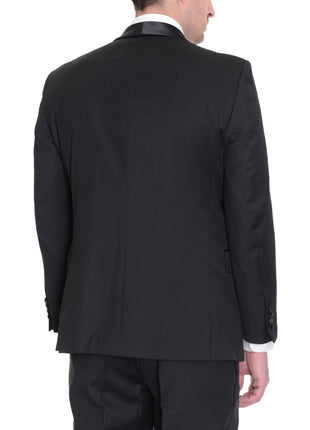 Men's Slim Fit 1 Button Shawl Lapel Black Tuxedo Suit