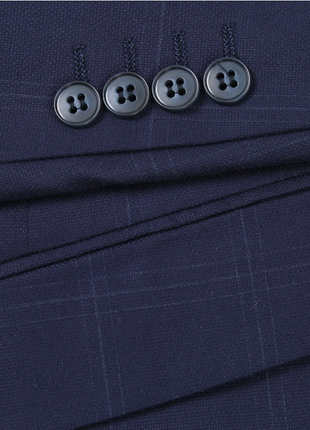 Raphael Windowpane Navy Blue Slim Fit Notch Lapels Two Button Stretch Suit