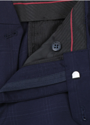 Raphael Windowpane Navy Blue Slim Fit Notch Lapels Two Button Stretch Suit