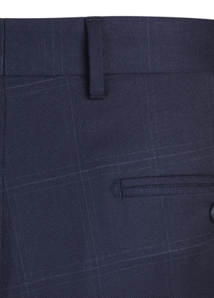 Raphael Windowpane Navy Blue Slim Fit Notch Lapels Two Button Stretch Suit